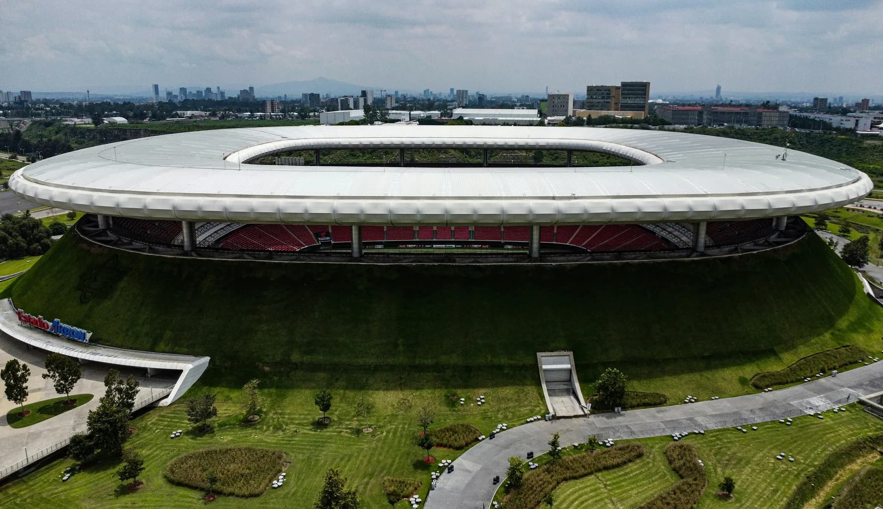 Vista aérea del Estadio Akron en Zapopan